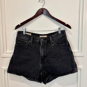 Levi's Black Denim 80s Mom Shorts